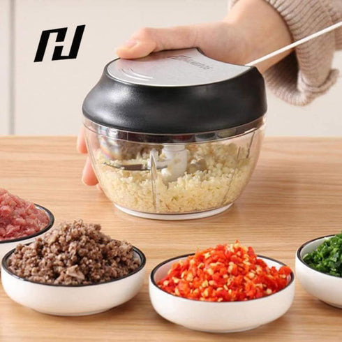 Manual Food Processor Vegetable Chopper, Portable Hand Pull String Garlic Mincer Onion Cutter for Veggies, Ginger, Fruits, Nuts, Herbs, etc., 2 Cu...
