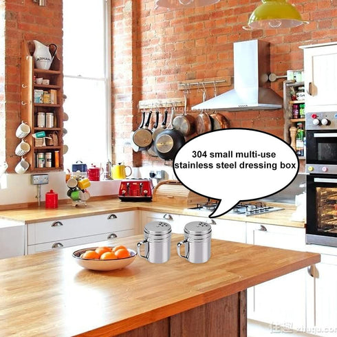 3Pcs Seasoning Bottle with Handle Stainless Steel Dredge Shaker Rub Spice with Holes Powdered Sugar Shaker with Lid Shaker Cooking Rotatable Cover...