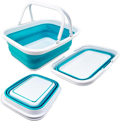 SAMMART SAMMART 9.2L (2.37Gallon) Collapsible Tub with Handle - Portable Outdoor Picnic Basket/Crater - Foldable Shopping Bag - Space Saving Stora...