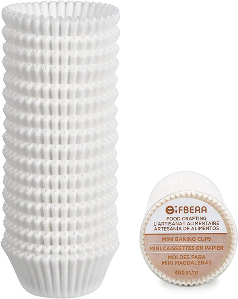 Gifbera Mini White Cupcake Liners 400-Count, Greaseproof Paper Muffin Baking Cups for Baking, Wedding, Celebration...