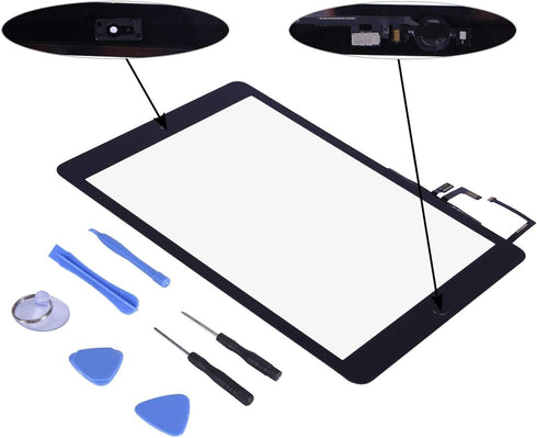 Touch Screen Digitizer for 2017 iPad 9.7 (A1822, A1823) Front Glass Replacement with Home Button & Tool Repair Kit + Adhesive (Black)...