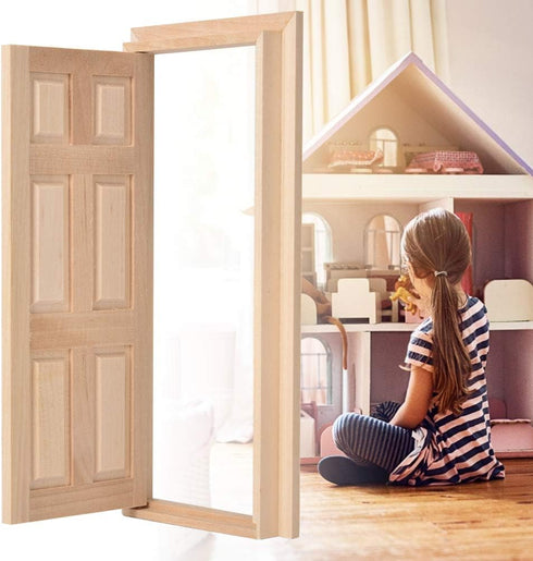 1:12 Doll House Mini Wooden Door, DIY Hollow Wooden Door Set Simple Styling 1: 12 for Dollhouse Living Room for Your Interior Model...