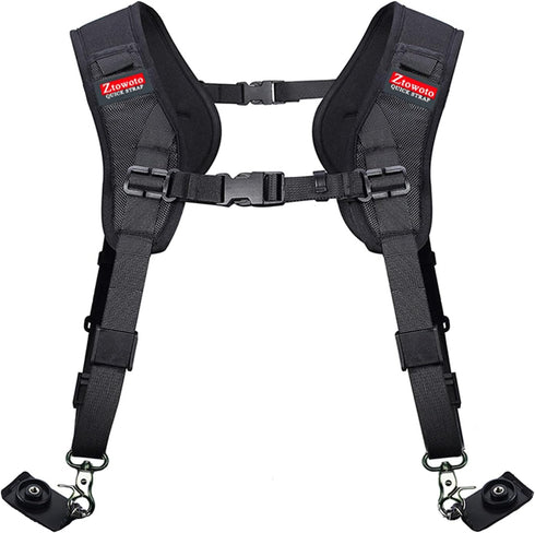 ztowoto Double Shoulder Camera Strap Harness Quick Release Adjustable Dual Camera Tether Strap for DSLR SLR Camera (focus)...