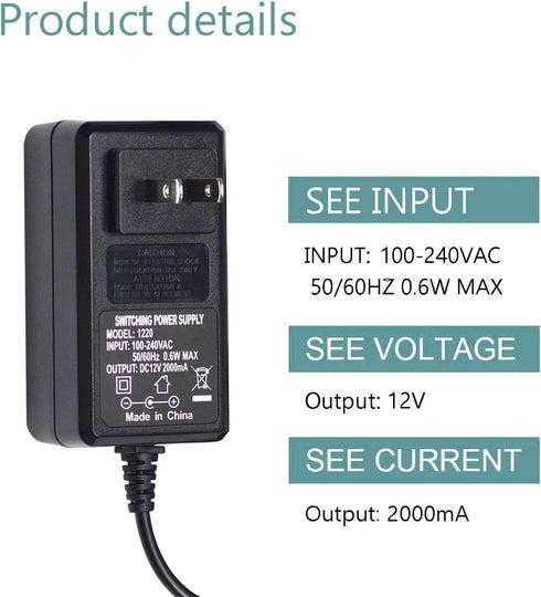 12V 1A AC/DC Adapter Switching Power Supply 100-240V AC to DC 12W 12V 1A Wall Charge for CCTV Camera, LED Strip Light, Routers, Speakers, Home App...