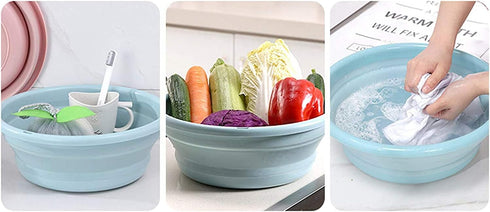10" Multi-Purpose Collapsible Dish Tub Bowl BPA-Free Round Lightweight Collapsible Wash Basin (Green)...