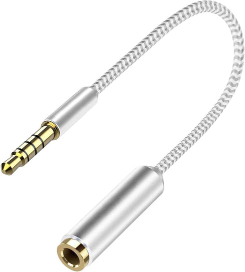 Cellet Gold Plated 3.5mm TRRS Male to Female Audio Adapter for Mobile Credit Card Reader, Square, Headphones, Audio Aux, 6 Inch (White)...