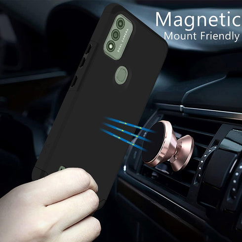 TJS Compatible for Wiko Voix Phone Case, Dual Layer Hybrid (Magnetic Mount Friendly) Shockproof Drop Protection Impact Phone Cover Case for Wiko V...
