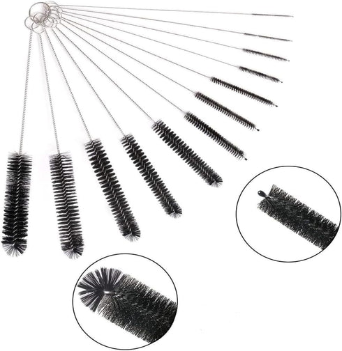 Tube Cleaning Brush, 12Pcs Set 8 Inch Long Nylon Flexible Bottle Brushes, Straw Cleaner for Narrow Neck Bottles Cups (Black - 12PCS)...