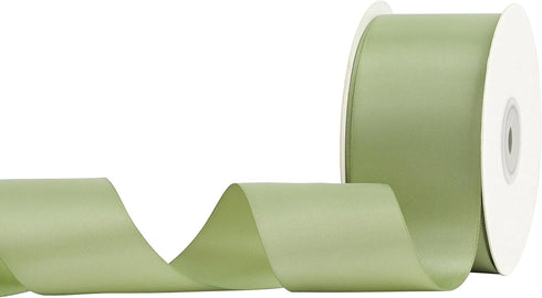 HUIHUANG Sage Green Ribbon 2 inch Double Face Green Satin Ribbon for Flower Bouquet Wrap, Dusty Sage Silk Satin Ribbon for Wedding Invitations, Gi...