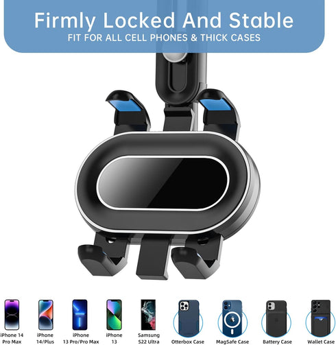Rearview Mirror Phone Holder for Car,360°Rotatable and Retractable Multifunctional Rear View Mirror Phone Holder,Four Corners Fixed Anti-Shake Des...