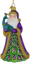 Noble Gems Santa with Peacock Glass Christmas Tree Ornament NB1488...