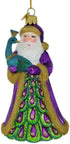 Noble Gems Santa with Peacock Glass Christmas Tree Ornament NB1488...