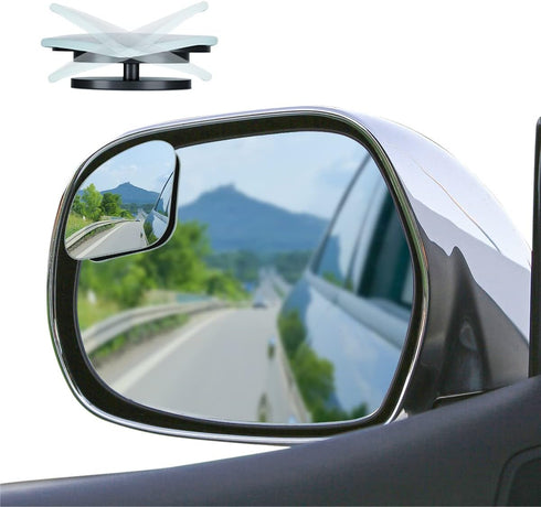 Car Blind Spot Mirror, 2PCS HD Convex Glass Angle Adjustable for Side Rearview Mirrors, Fan Shaped Frameless Rotatable Wide Angle Blind Spot Mirro...