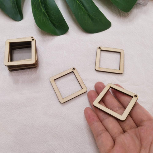 30PCS DIY Unfinished Wood Squared Diamond Hoop Earring Findings,Wood Findings for Earring Making,Diamond Earring Hoops for Macrame (2")...