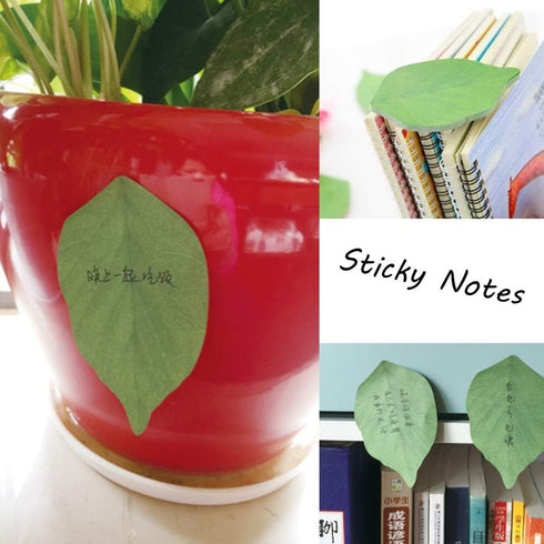5 Packs Green Leaf-Shaped Sticky Notes Stickers Removable Self-Stick Notes Scratch Pads for Desk Office School Memos...