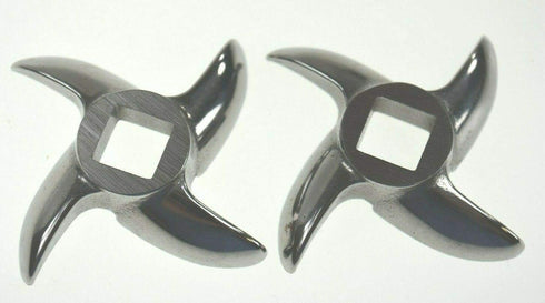 TWO PACK Size #8 meat grinder knives from Butcher-Baker. Stainless Steel for LEM Cabelas MTN and others...