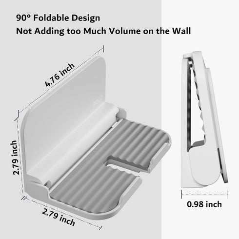 pzoz Wall Mount Cell Phone Holder for Outlet, Foldable Cellphone Stand for Mirror Bathroom Shelf Shower Bedroom Kitchen or Dorm Charging, Compatib...