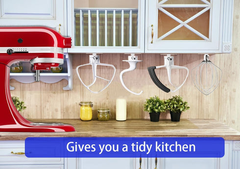 Stand Mixer Attachment Holders for Kitchenaid- Storing Flex Edge Beater, Flat Beater Wire Whip Dough Hook Coated Flat Blade Paddle Storage Tools, ...