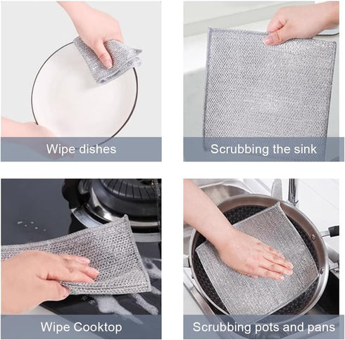Zaeicnkk 10PCS Wire Dishwashing Rag for Wet and Dry, Multipurpose Wire Dishcloth Cleaning Cloth for Washing Dishes Kitchen Cleaning Mabu10pcs...