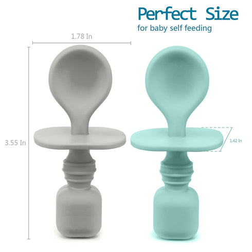 Silicone Baby Spoons for Baby Led Weaning 2-Pack, First Stage Baby Feeding Spoon Set Gum Friendly BPA Lead Phthalate and Plastic Free, Great Gift ...