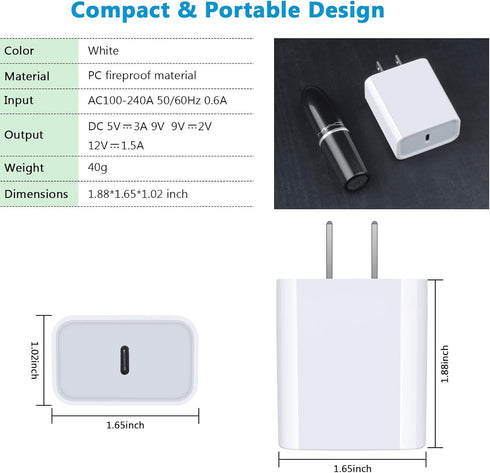 USB C Wall Charger Fast Charging Adapter for iPhone 15/15 Pro/15 Pro Max/15 Plus/14 Pro Max/13 Pro Max/12 Mini/SE, 20W PD 3.0 Quick Charger Block ...