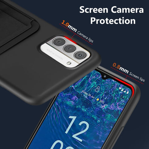 Case for Nokia G310 5G / Nokia G42 5G Phone Case with Tempered Glass Screen Protector, Folding Kickstand/Stand Wallet Card Holder/ Slots Silicone ...