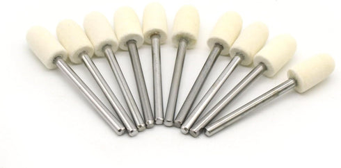 TEMO 10 pc Felt Burrs Wool Bob Polishing Grinding #5 Cylinder Ball 5/16 Inch with 1/8 Inch Shank for Dremel Rotary Tools...