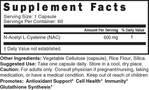Nature's Fusions NAC Supplement N-Acetyl Cysteine - NAC 600 mg - Anti Aging Supplement, Antioxidant Supplement, Liver and Lung Support, Boost Glut...