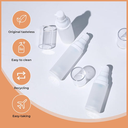 LONGWAY 1.7oz 50ml Airless Cosmetic Cream Pump Bottle Travel Size Dispenser Refillable Containers/Foundation Travel Pump Bottle for Shampoo?Pack o...
