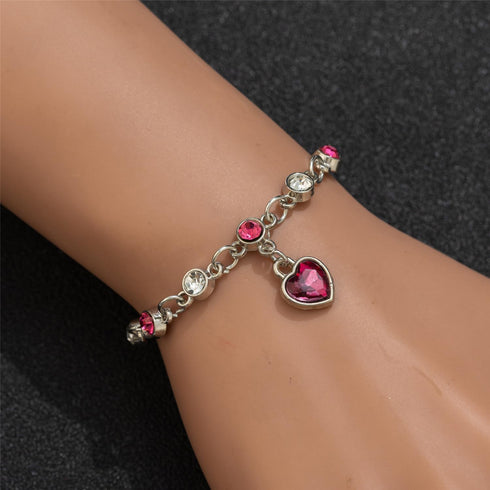 White Gold Plated Ocean Heart Charm Link Bracelet for Women Crystal Glass Heart Dainty Chain Simple Jewelry Gifts...