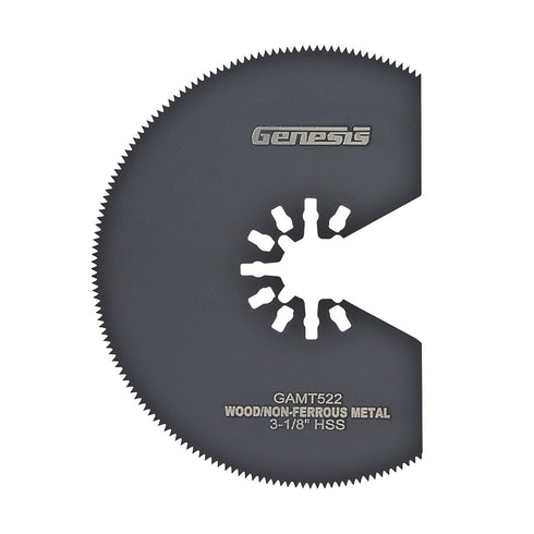 Genesis GAMT522 Universal Quick-Fit 3 1/8" HSS Segmented Oscillating Multi-Tool Quick-Release Flush Saw Blade...