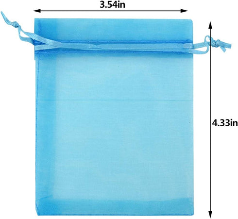 50pcs Organza Bags 3.54''x4.33''(9x11cm) Satin Drawstring Organza Pouch Wedding Party Favor Gift Bag Jewelry Watch Bags-Aqua Blue...
