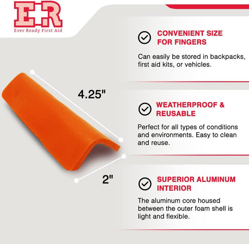 Ever Ready First Aid Padded Aluminum Finger Splints 4" x 2" - 10 Pack...