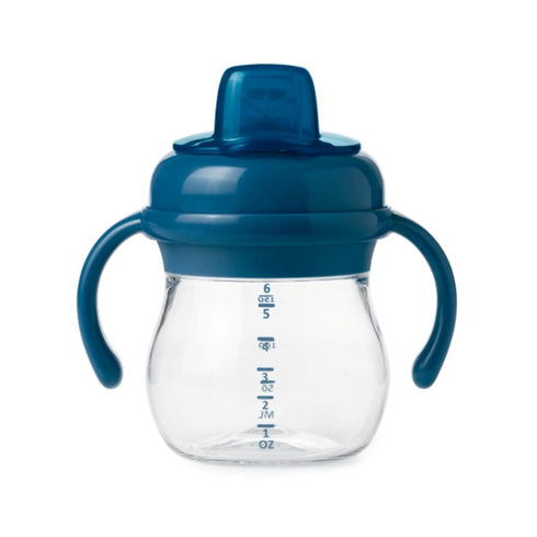 OXO Tot Transitions Soft Spout Sippy Cup with Removable Handles, Navy, 6 Ounce...