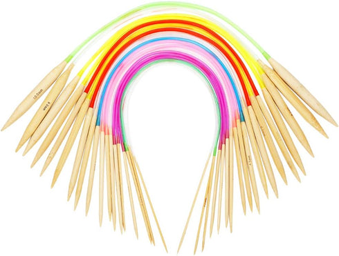 18 Pairs Circular Knitting Needles Set, Vancens Premium Bamboo Knitting Needles with Colorful Plastic Tube, 5 Kind of Tools for Weave are Included...