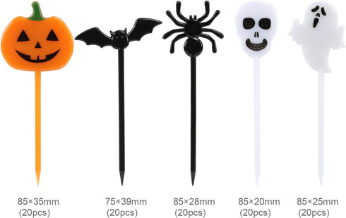 100 PCS Halloween Picks Plastic Halloween Party Cupcake Toppers Appetizer Picks...