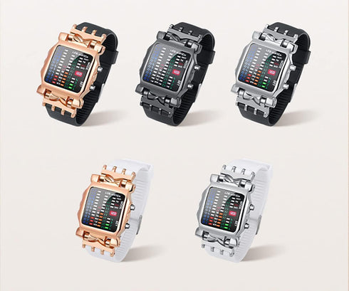 Fashion Mens Digital Watch LED Binary Watches for Men Waterproof Outdoor Casual Black Silicone Square Watches...