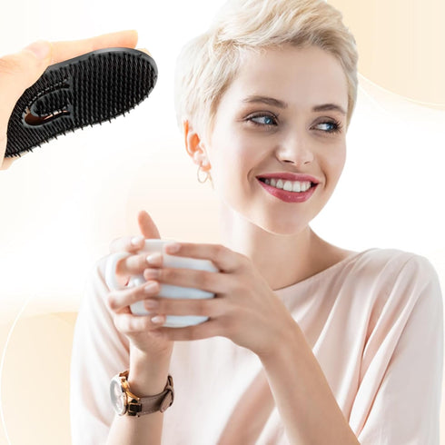 Pocket Palm Combs,6 Pieces Soft Portable Hand Comb,Pocket Beard Brush Massager Hair Brush Comb for Men and Pets(Black)...