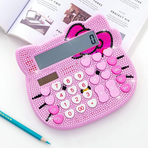 Hello Kitty Calculator, Xinyu Lighting Creative and Cute Solar Calculator, 12-Digit LCD Display, Suitable for Adults and Children, Solar and Batte...