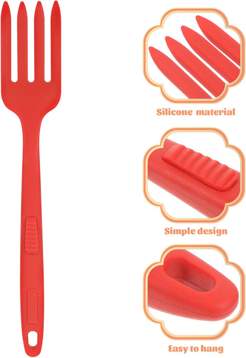 Healeved Silicone Flexible Forks Silicone Cooking Fork Nonstick Blending Fork Ultimate Fork for Cooking Utensil for Kitchen Stir Mix Mash Red...