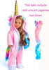 18 Inch Doll Clothes Unicorn Onesie Pajamas Rainbow Color Hair Bow Clips Costume Fits 18 Inch Doll (Doll Not Included)...