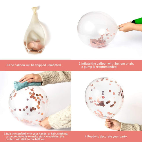 Rose Gold 49th Confetti Latex Balloons, Woman Happy 49 Years Birthday Party Balloon Decoration With Confetti, 12in, 16 Pack...