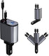 Retractable Car Charger, 66W 4 in 1 Super Fast Charging Car Phone Charger with 2 Retractable 31.5 Inch Cables and 2 USB Ports for iPhone 15/14/13/...