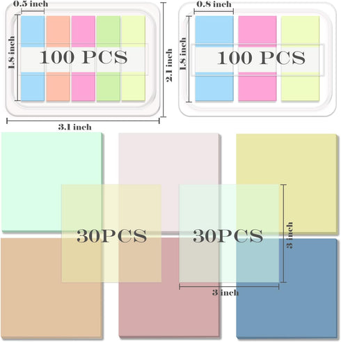 BAYTORY Transparent Sticky Notes, 3 x 3 inch Clear Waterproof See Through Memo Pad, Self-Adhesive Translucent Writable Index Tabs for Annotating B...