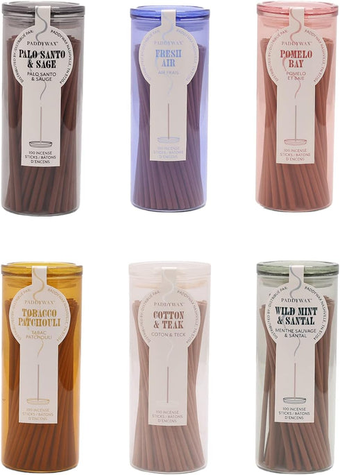 Paddywax Candles Haze Collection Incense Sticks in Glass Jar, 100-Piece, Cotton & Teak...