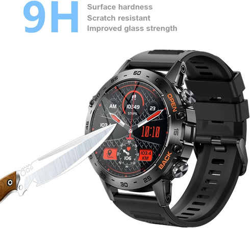 Compatible for SUNKTA K52 1.39" Military Smart Watch Screen Protector (3 Pack) 9H Tempered Glass Film Compatible for EIGIIS/PDDOEIL/ESFOE/LIGE/JUG...