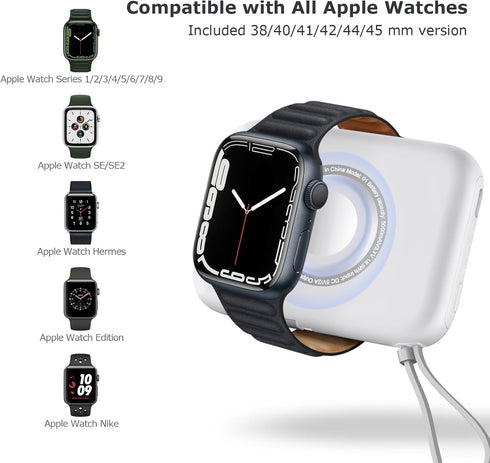 Wireless Portable Watch Charger for All Apple Watch Series, 5000mAh iWatch Magnetic Charger Power Bank with Built in Cable, Phone Charger for iPho...