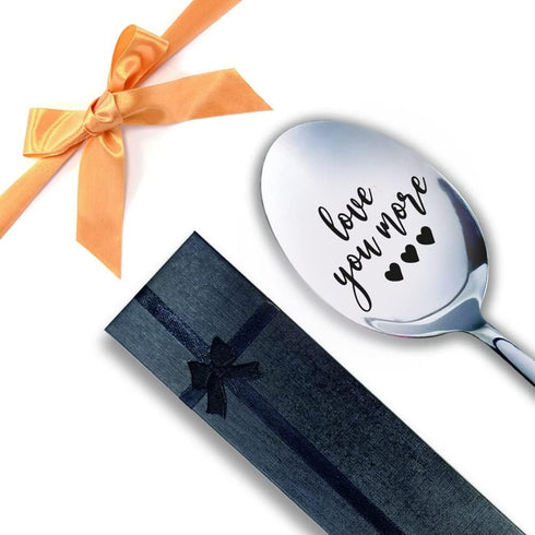 TyM Love you more forever Engraved Stainless Steel spoon for coffee tea cereal ice cream - Engraved gift for him / her - 7 inch Sturdy handle and ...