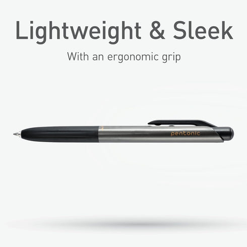 Pentonic GR-T Retractable Gel Pens, 10 Count, Black Ink, 0.7 mm Fine Point, Smooth Writing For Journaling, Note Taking, Office & School (1002363)...