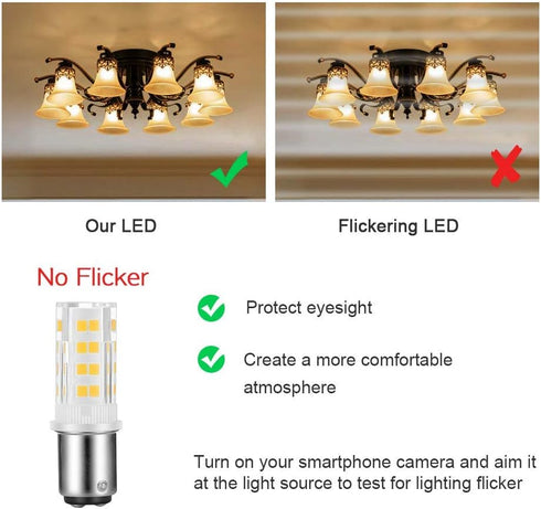 2-Pack Sewing Machine Light Bulb Double Contact Warm White 2700-3000K 15T7DC Base Replacement for Singer/Kenmore Sewing Machine 120V 3.5W LED Bayo...